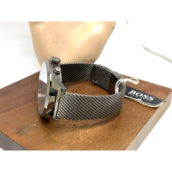 Hugo Boss Men's Watch 1513870 Quartz Chronograph Gray Dial Gunmetal Mesh Steel - Picture 8 of 13